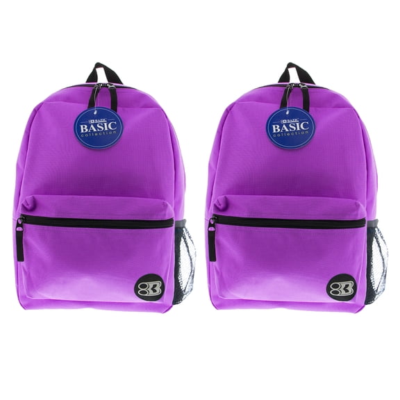 Bazic Basic 16" Backpack, Purple, 2 Count