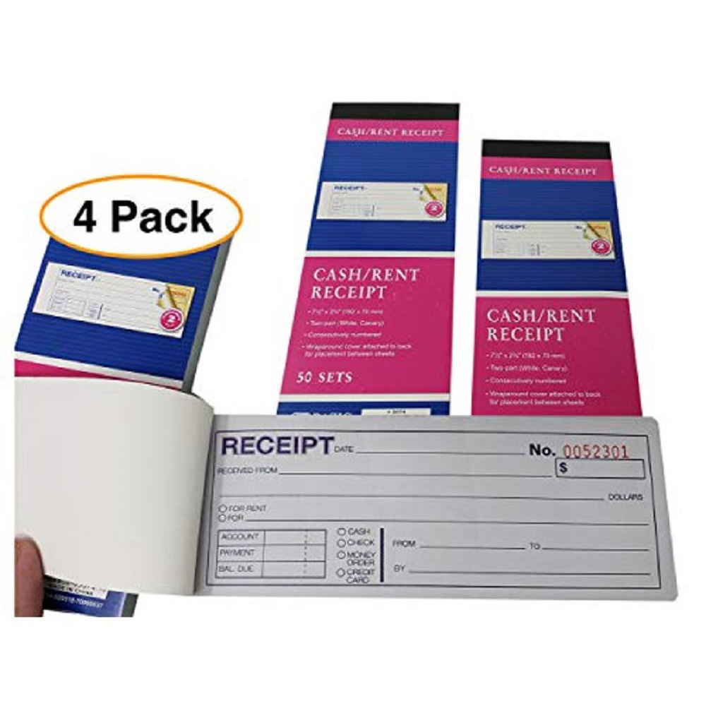 Bazic Cash Or Rent Receipt Book 2 Part Carbonless 7 1/2 X 2 3/4" , 4