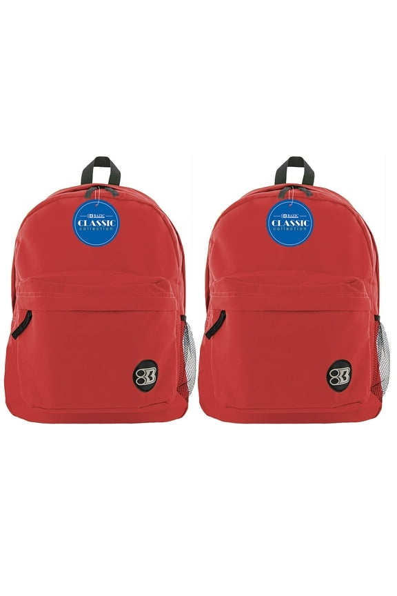 Bazic Classic 17" Backpack, Red, 2 Count