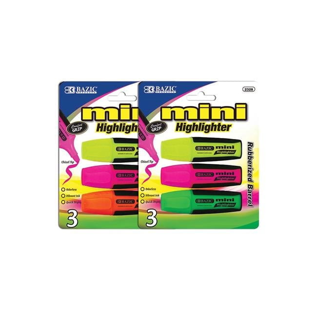 Bazic   Double Tip Fluorescent Highlighters (5/Pack)  CASE OF 24