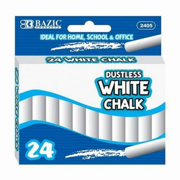 Bazic Dustless White Chalk (24/Box) Box of 24