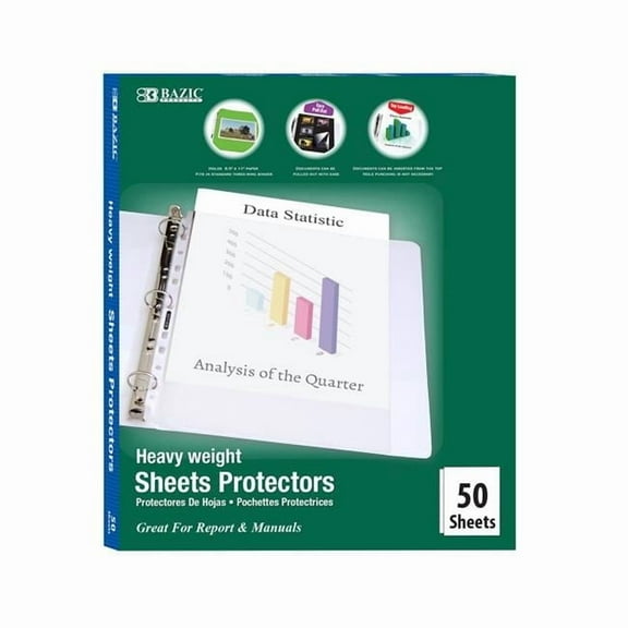 Bazic Heavy Weight Top Loading Sheet Protectors - 50 per Box