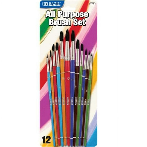 Bazic Products 3415-12 BAZIC Asst. Size Paint Brush Set - 12-Pack Case of 12