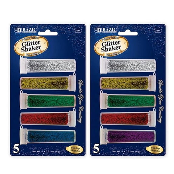 Bazic Products 3441-144 BAZIC 6g - 0.21 Oz. 5 Primary Color Glitter Shaker Case of 144