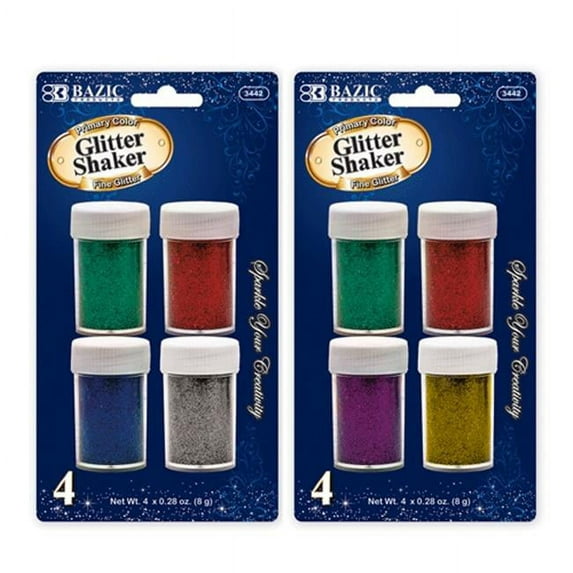 Bazic Products 3442-144 BAZIC 8g - 0.28 Oz. 4 Primary Color Glitter Shaker Case of 144