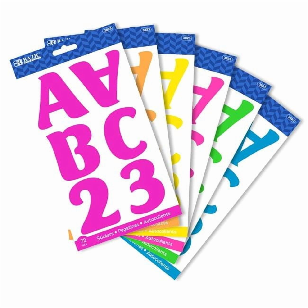 Bazic Products 3823 2 in. Fluorescent Color Alphabet Stickers, 10 Sheets - Case of 24