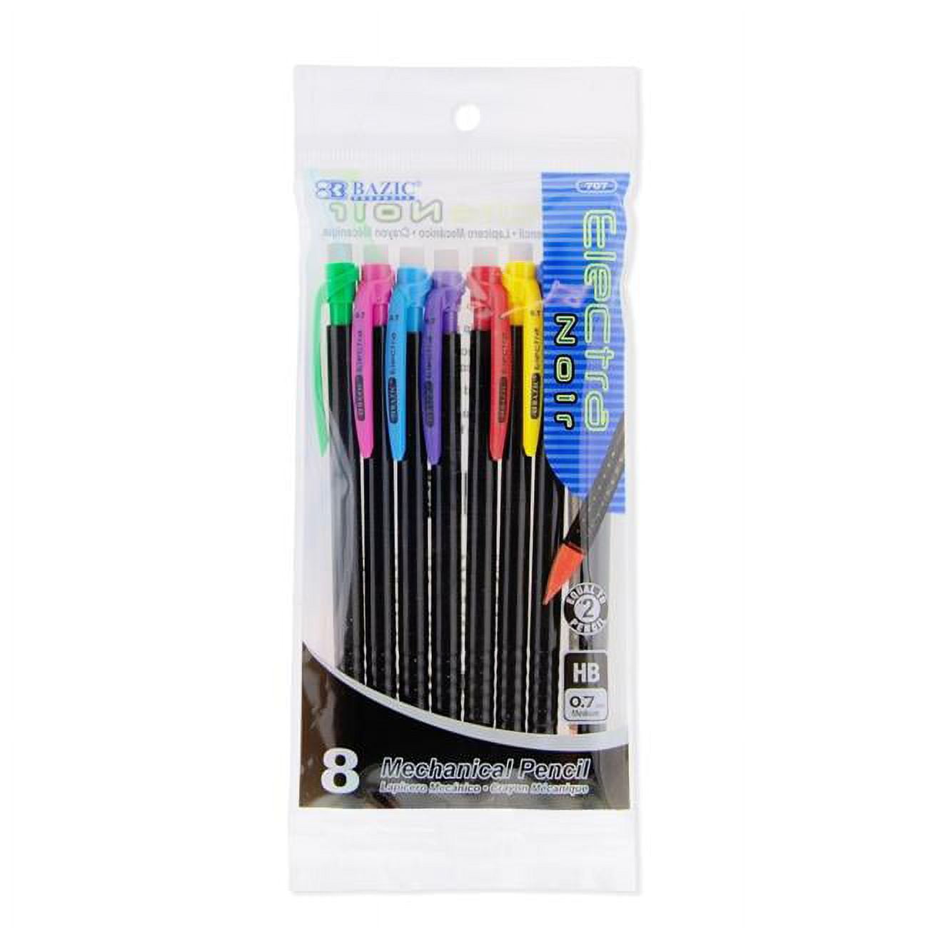 Bazic Products 707 Electra Noir 0.7 mm Mechanical Pencil, Pack of 8 - Case of 24