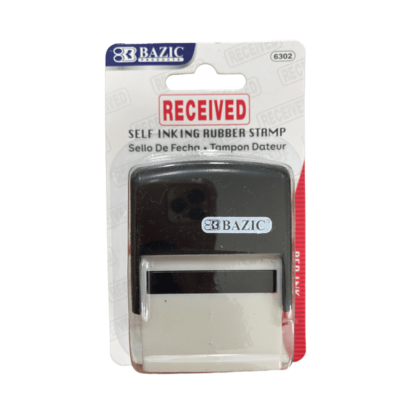 Bazic Self Ink Rubber Stamp RECEIVED Red Ink 6302 Impression Area 1.41" / 0.47"