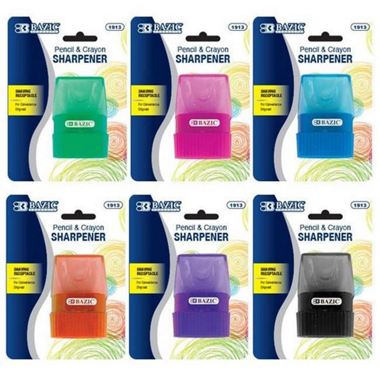 Bazic 1913 Single Side Hole Sharpener w/ Receptacle  Case of 24