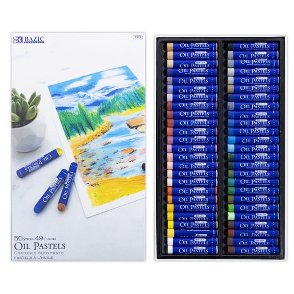 Bazic Smooth & Blendable Oil Chalk Pastel, 50 Colors