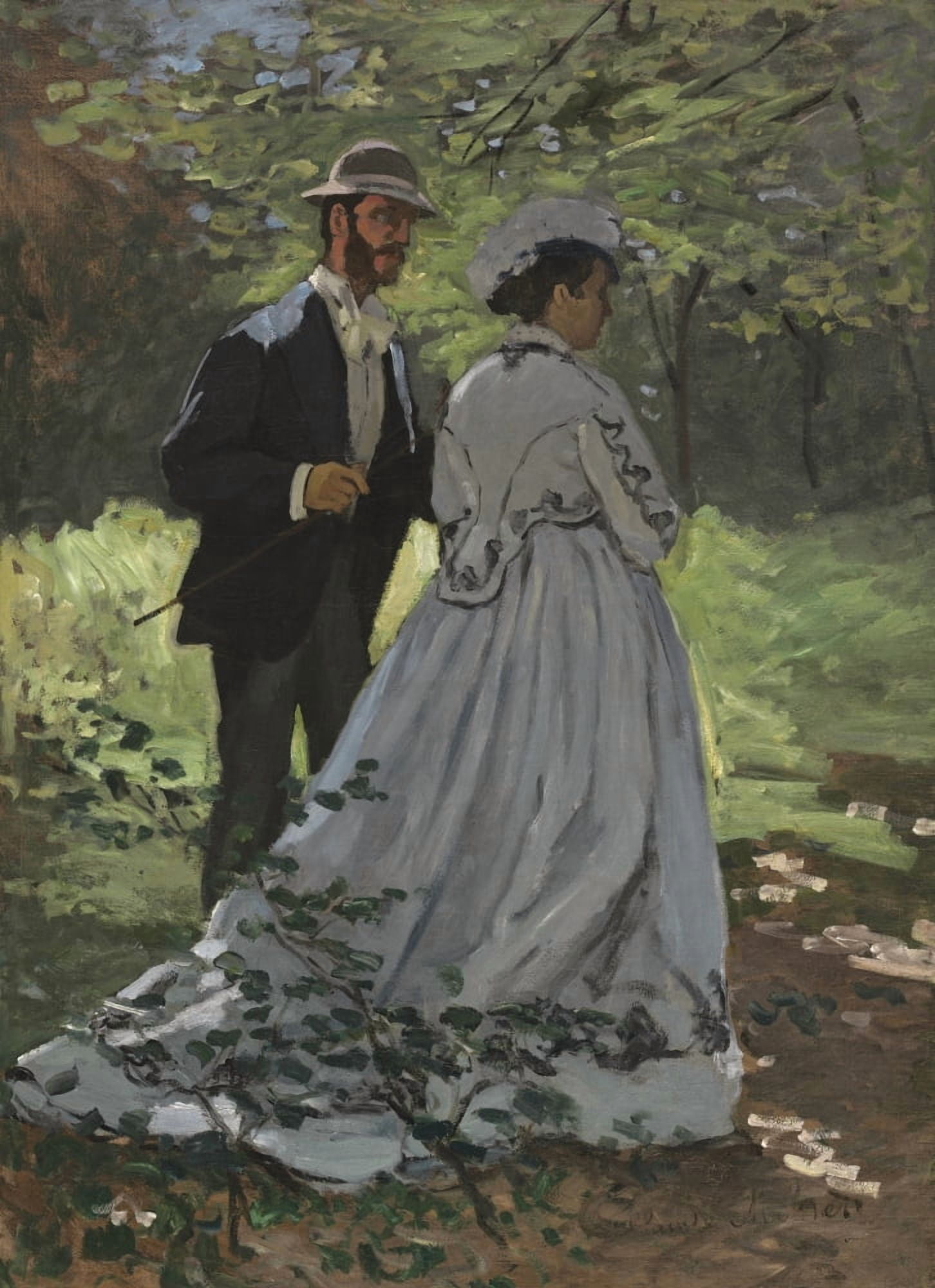 Bazille And Camille (Study For Dejeuner Sur LHerbe) Canvas Art - (24 x 36)