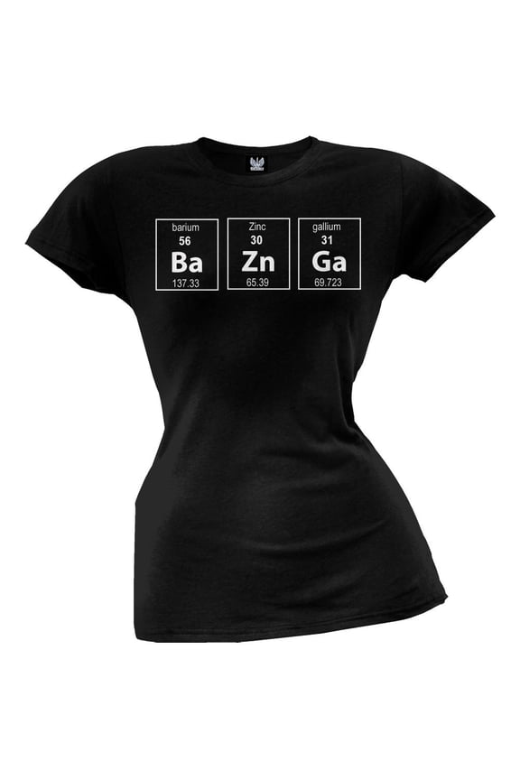 Bazinga Periodic Table Juniors Black T-Shirt - Small
