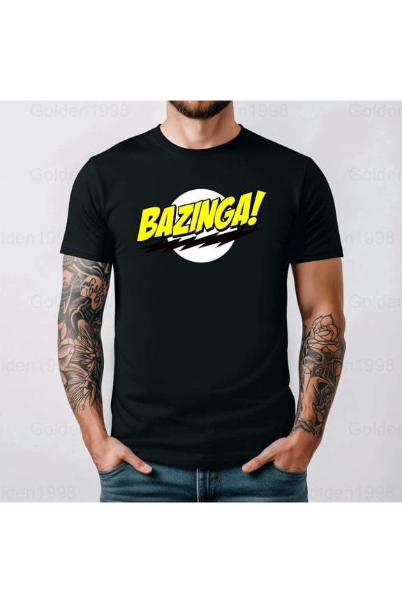 Bazinga The Popular TV Show Sheldon Cooper Quote Fan Gift Graphic Tee,for men & women up to 5XL