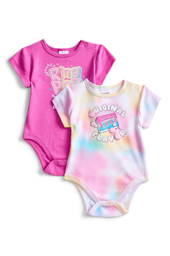 Bazooka Baby Girls Graphic One-Piece Bodysuits, 2-Pack, Sizes 0/3M-24M