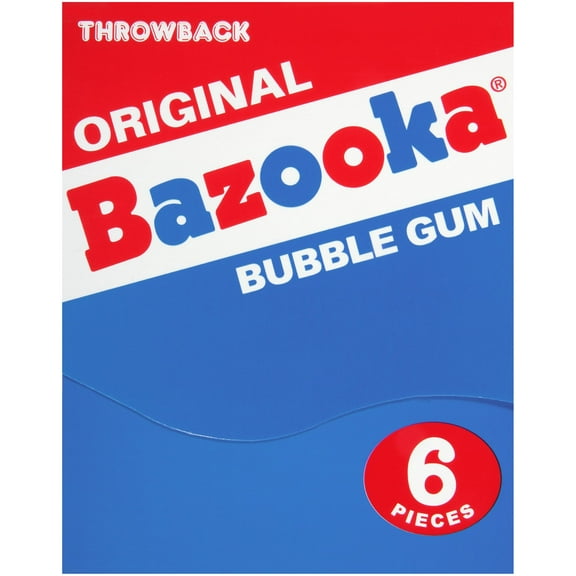 Bazooka Bubble Gum Bulk ESF27 Individually Wrapped Original Pink Chewing Gum Mini Wallet Packs, 6 Piece Pack (12 Ct) Pink w/ Bazooka Joe Comic Wrapper, Baseball Party Favors, Nostalgic 90s Candy