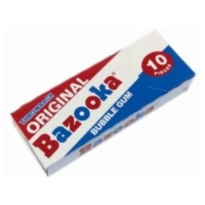 Bazooka Original & Blue Razz Bubble Gum, 10 pieces
