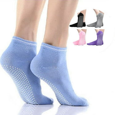 Bazyrey 4 Pairs Slip Socks Non Slipper Yoga Trampoline Socks With Grips Sticky Home Athletic Socks For Adult Women