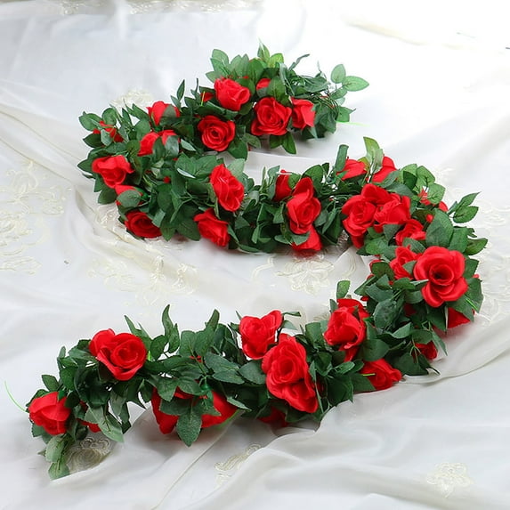 Cuoff 6.6ft Artificial Red Rose Garland - Flower Vine for Home, Wedding, Party, Garden Decoration,redChristmas Halloween Decorations for Home