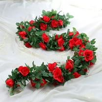 Cuoff 6.6ft Artificial Red Rose Garland - Flower Vine for Home, Wedding, Party, Garden Decoration,redChristmas Halloween Decorations for Home