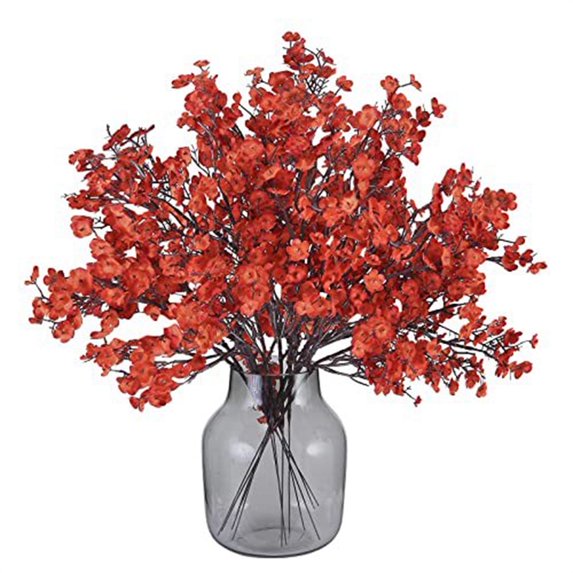 Bazyrey Fake Fall Flowers Silk Flowers, Babys Breath Artificial Flowers For Thinksgiving,5pc,Orange,Halloween Christmas Decoartions