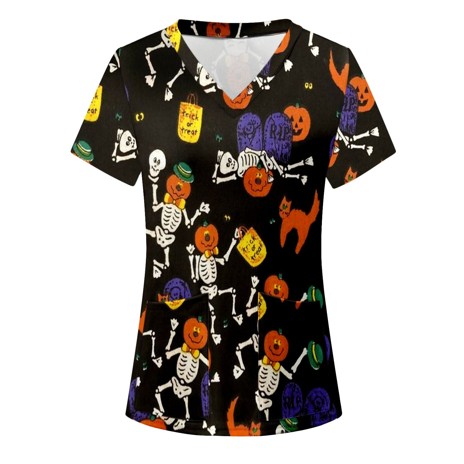 Bazyrey Halloween Sweaters for Women 2024 Ladies Casual VNeck Short
