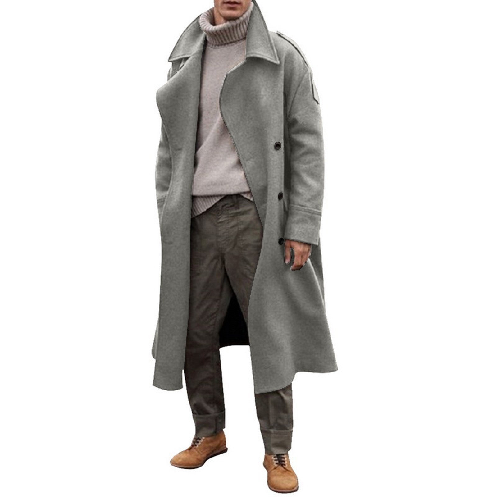 Bazyrey Mens Jackets Clearance Long Slevee Luxury Full Length Trench Coat Long Wool Overcoat