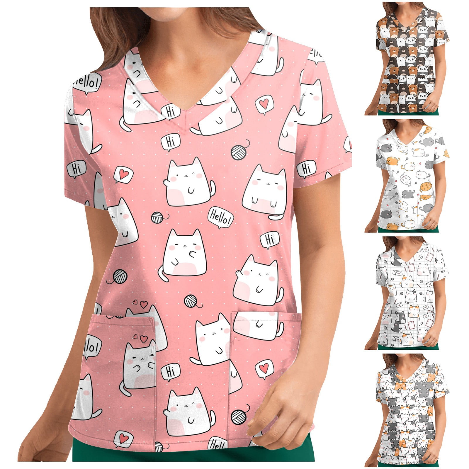 Bazyrey Women Plus Size Scrub Tops Women's Tshirts Personalized Cute