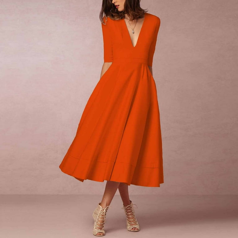 Bazyrey Women s Dresses Summer Elbow Length Fit Flare Dresses