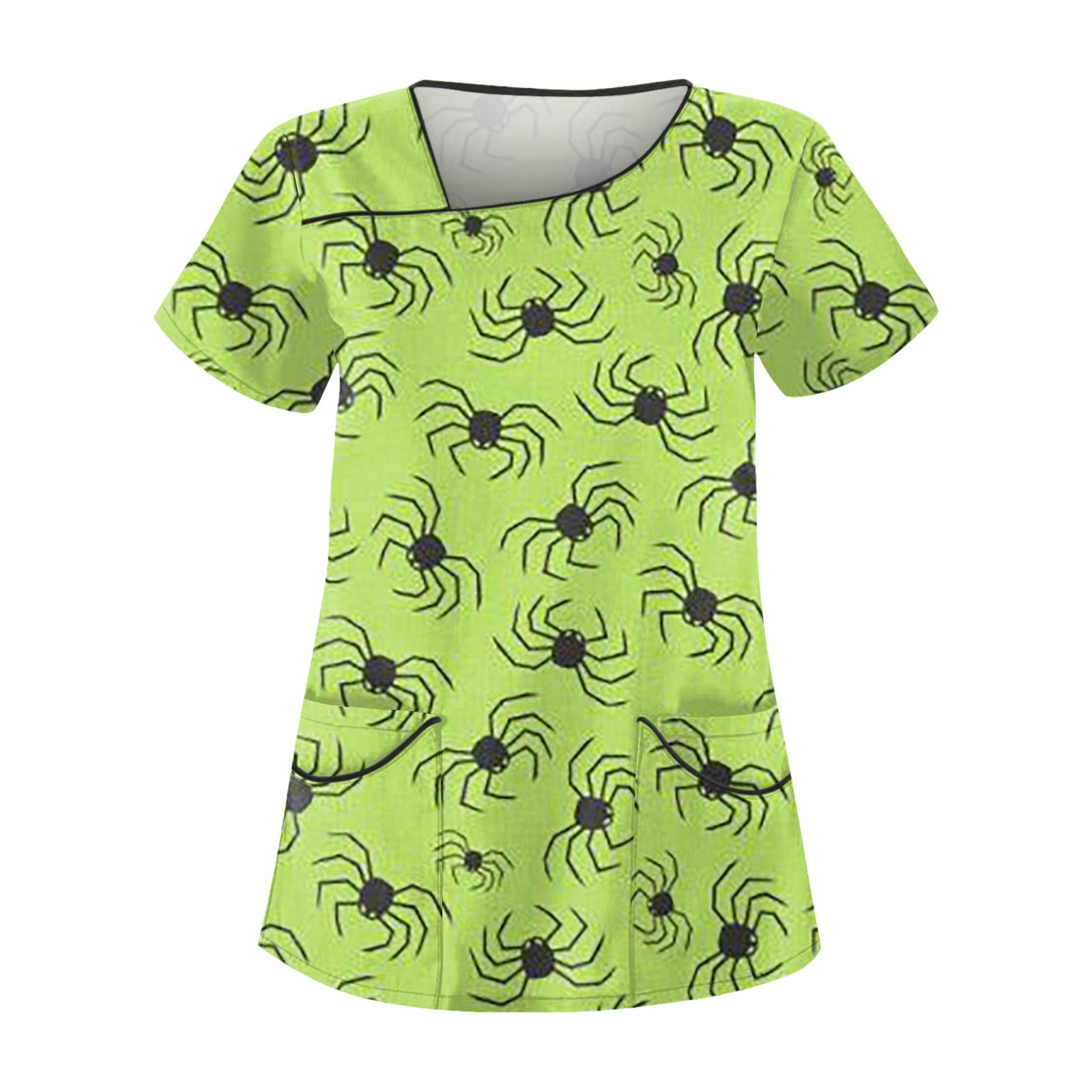Bazyrey Womens Halloween Scurb Tops Halloween Printed Work Clothes With
