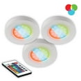 thumbnail image 1 of Bazz U00073RG LED RGB Under Cabinet Puck Lights, Linkable, Adjustable, Remote Control, Easy Installation, 2.75-in, 3 Piece, 1 of 4