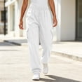 thumbnail image 1 of Bazzctt Womens Cargo Sweatpants with Pocekts- Elastic Waist Stretch Baggy Casual Drawstring Jogger Pants White Size S, 1 of 7