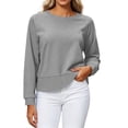 thumbnail image 1 of Bazzctt Womens Cropped Sweatshirt- Long Sleeve Regular Fit Crewneck Casual Pullover Fall Tops Gray, 1 of 6