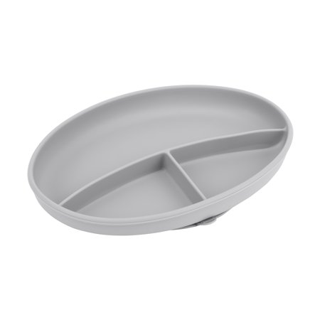 Bazzle Baby Anchor Silicone Plate, Strong Suction, BPA Free, Divided Design, Unisex 4 to 36 Months - Cement Grey
