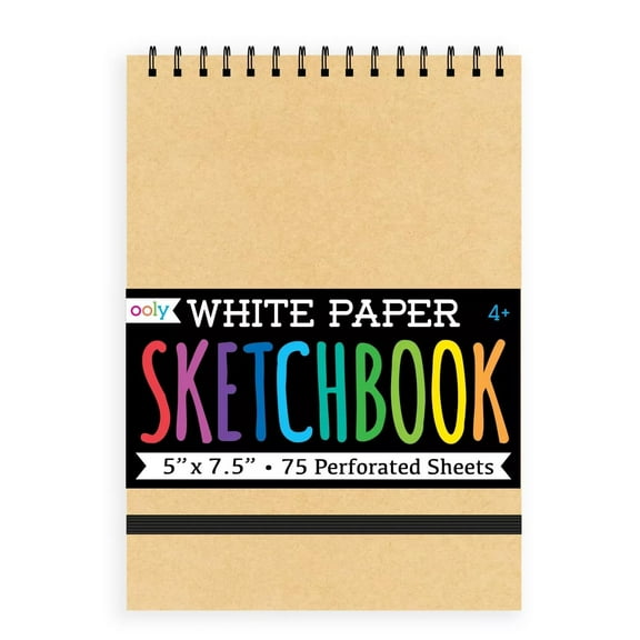 Ooly DIY Cover Small Sketchbook 5x7.5 Inches, White Paper Drawing Book for Kids