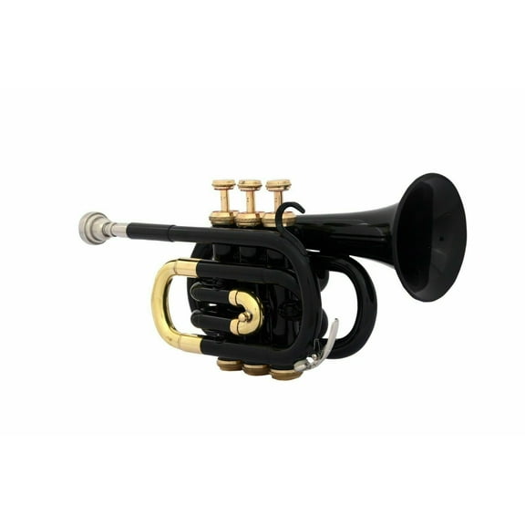 Bb POCKET TRUMPET Low Pitch Brass Musical Instrument | BLACK-78