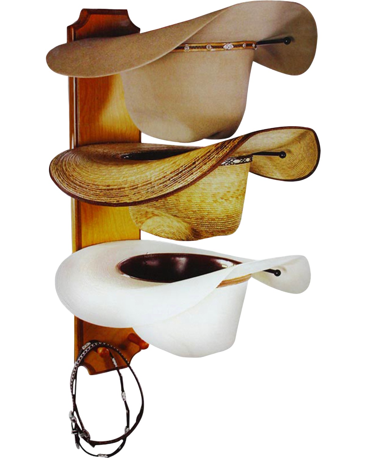 Bb Ranch Unisex Ranch& Rolled Oak 3 Tiered Cowboy Hat Rack Light Brown ...