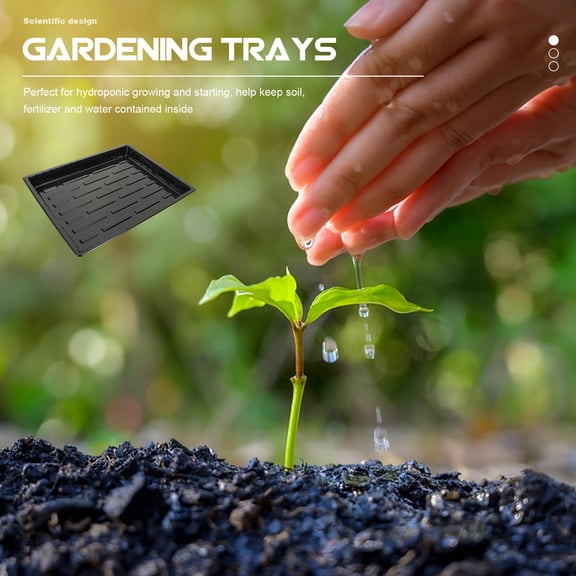 PBPBOX Plant Growing Starter Trays Black Plastic No Holes for Home Gardening