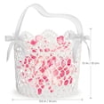 thumbnail image 1 of White Cotton Wedding Flower Girl Basket with Satin Bow for Ceremony Decoration 6 Inches, 1 of 6