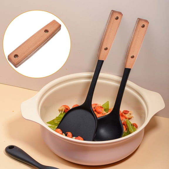 Bbanquetan Wooden Handle Replacement for Spatula with AntiScald Design Multi Color for Home Use Kitchen Utensils Handle Fits Most Sizes
