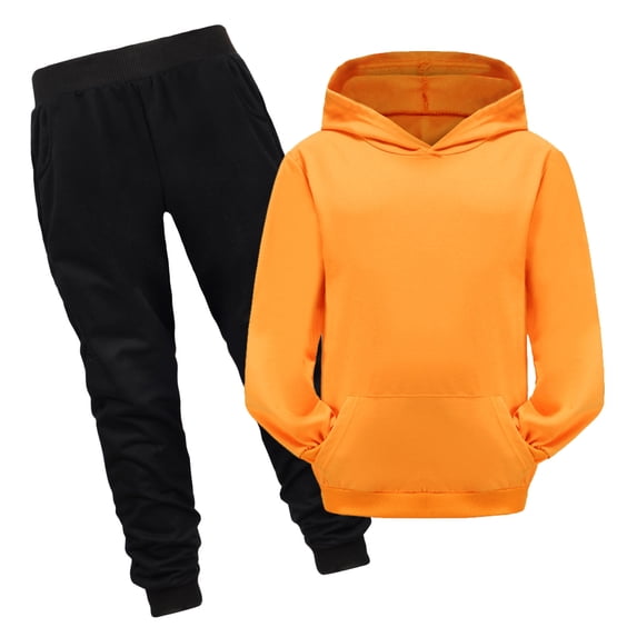 Bbay Boys Girls 2 Pieces Sweatsuit Sets Basic Solid Long Sleeve Hoodie Pullover Sweatshirt and Sweatpants Athletic Tracksuit Baby Fall Winter Outfits for Festival Gifts 7T
