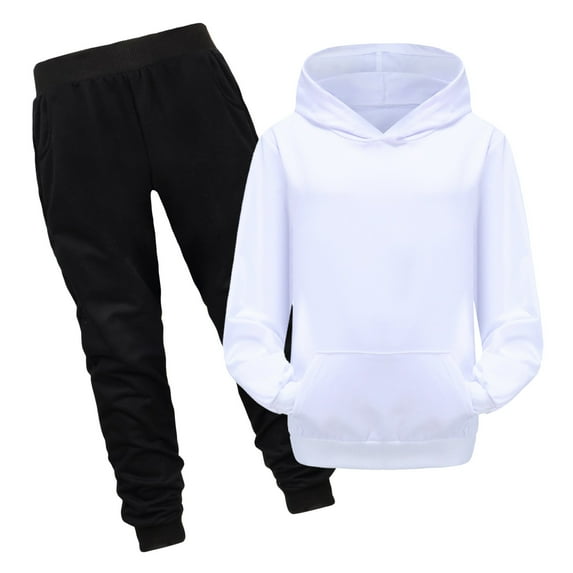 Bbay Boys Girls 2 Pieces Sweatsuit Sets Solid Color Long Sleeve Pullover Hooded Sweatshirt and Sweatpants Athletic Tracksuit Baby Fall Winter Outfits for Toddler Kids 1-2 Years