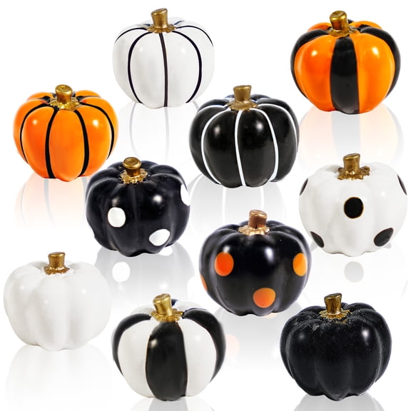 Bbiamsleep 10 Pcs Mini Pumpkins Halloween Decorations, Fall Table Pumpkins Decor,Harvest Thanksgiving for Halloween Wedding Family Gathering