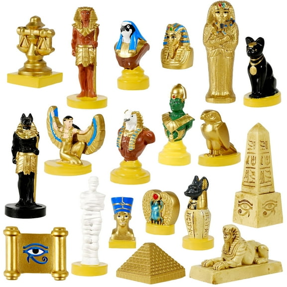 Bbiamsleep 19 Pcs Egyptian Figurines Set Ancient Egypt Ancient Egyptian Decor Pyramid Mummy Pharaoh Anubis Statue Egyptian Decor Egyptian Gods for Home Decor