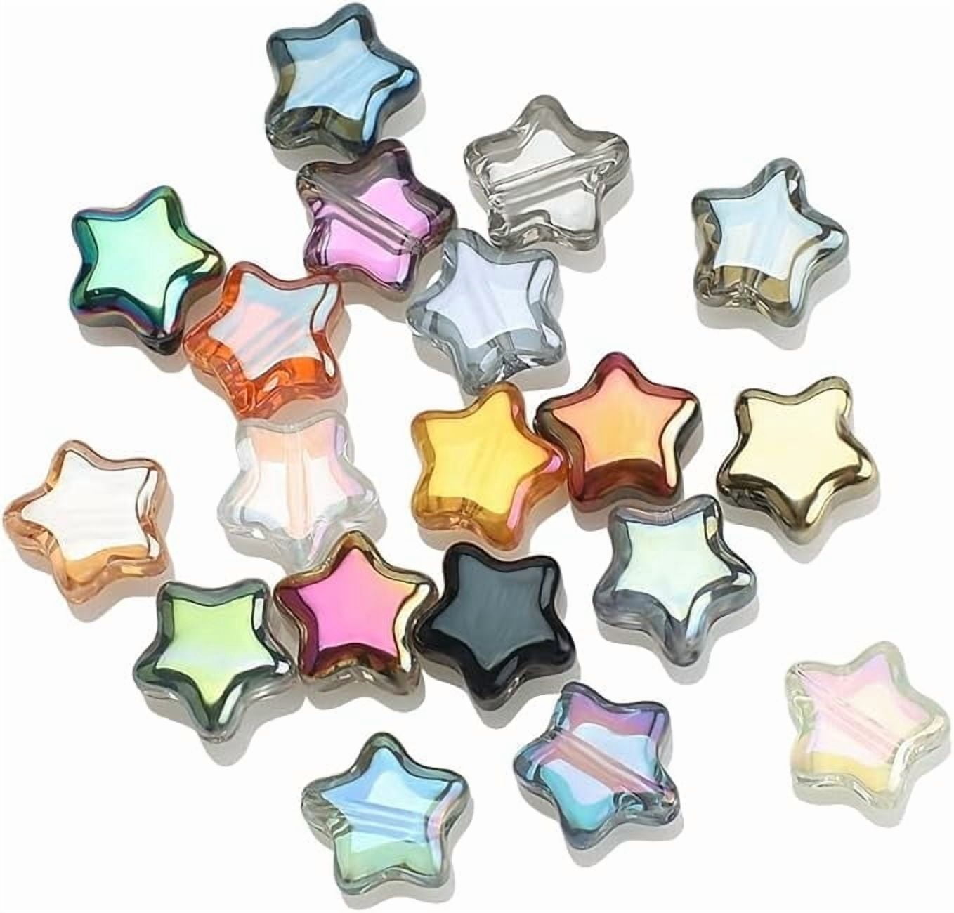 Bbiamsleep 200Pcs Star Beads Star Spacer Beads Pony Beads Star Shape Beads Star Beads Star, 8mm