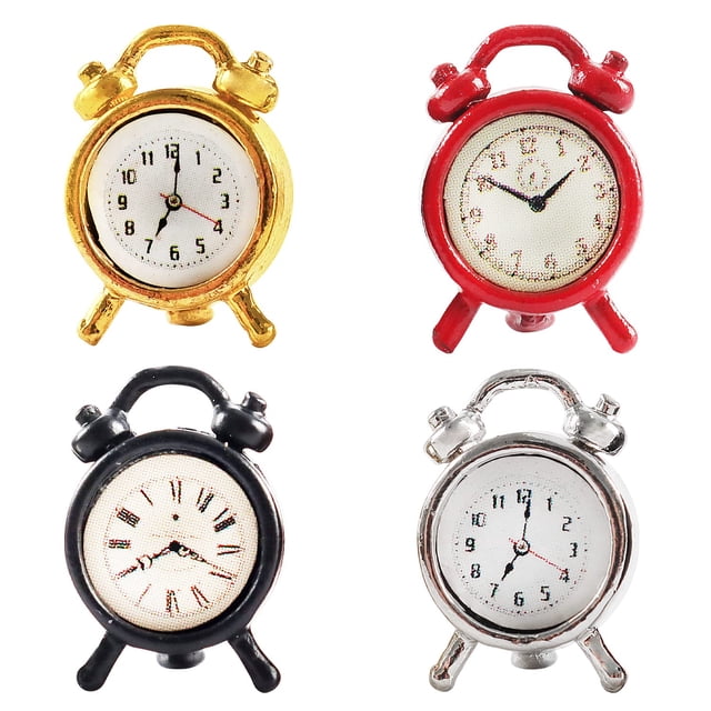 Bbiamsleep 4 Pieces Miniature Alarms Mini Clock Models for DIY Craft