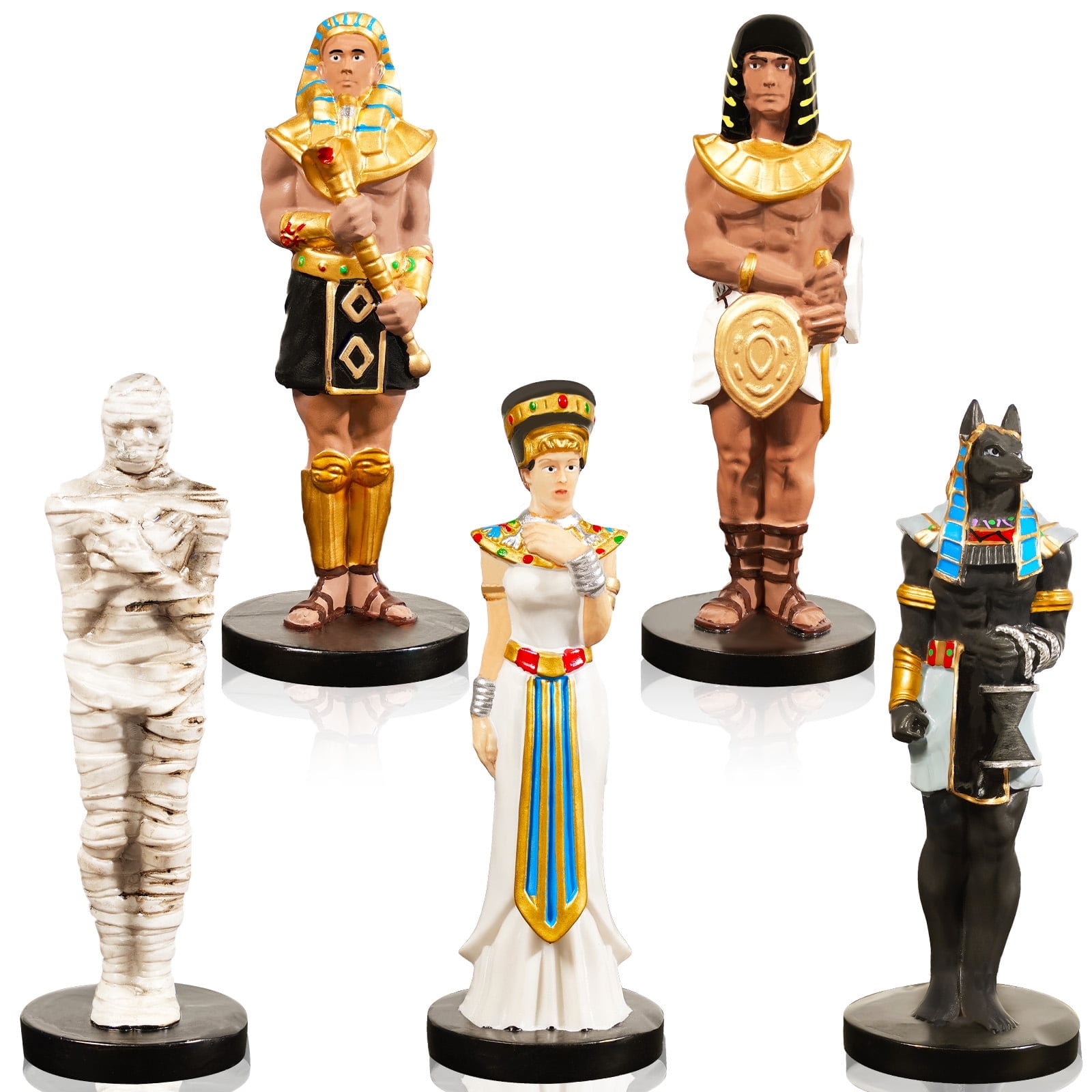 Bbiamsleep 5 Pcs Egyptian Figurines Ancient Egypt Figurines Mini Egyptian Models Mummy Figurine Anubis Statue Egyptian Gods for Home Decor Christmas Party Gifts