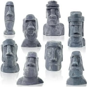 Bbiamsleep 8 Pcs Miniature Easter Island Head Statue Moai Statue Decor 2.5 inch Resin Stone Island for Room Accessories Antique Sculpture Desktop Bookshelf