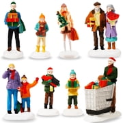 Bbiamsleep 8 pcs Christmas Village People Figurines Miniature Christmas Town Village Family Shopping Sets Mini Shopper People Figurines for Xmas Winter Decorations Accessories