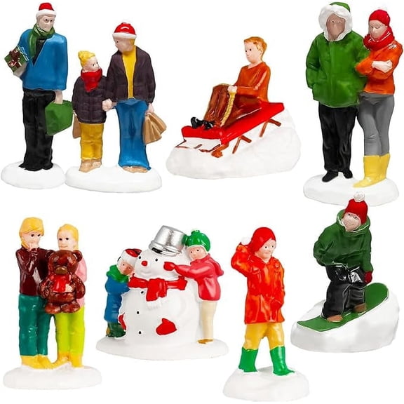 Bbiamsleep 8Pcs Resin Christmas Town People Winter Fun Figurines Christmas Town People Figurines Christmas Figurines for Town Figurines People for Christmas Decorations