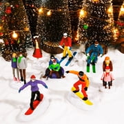 Bbiamsleep Christmas Skiing People Figurines and Christmas Town Village Accessories for Collectible Christmas Decorations
